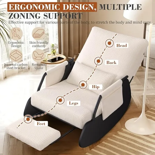 Rocking Chair Balcony Home Technology Cloth Rocking Chair Living Room Leisure Rocking Chair, Modern Rocking 3
