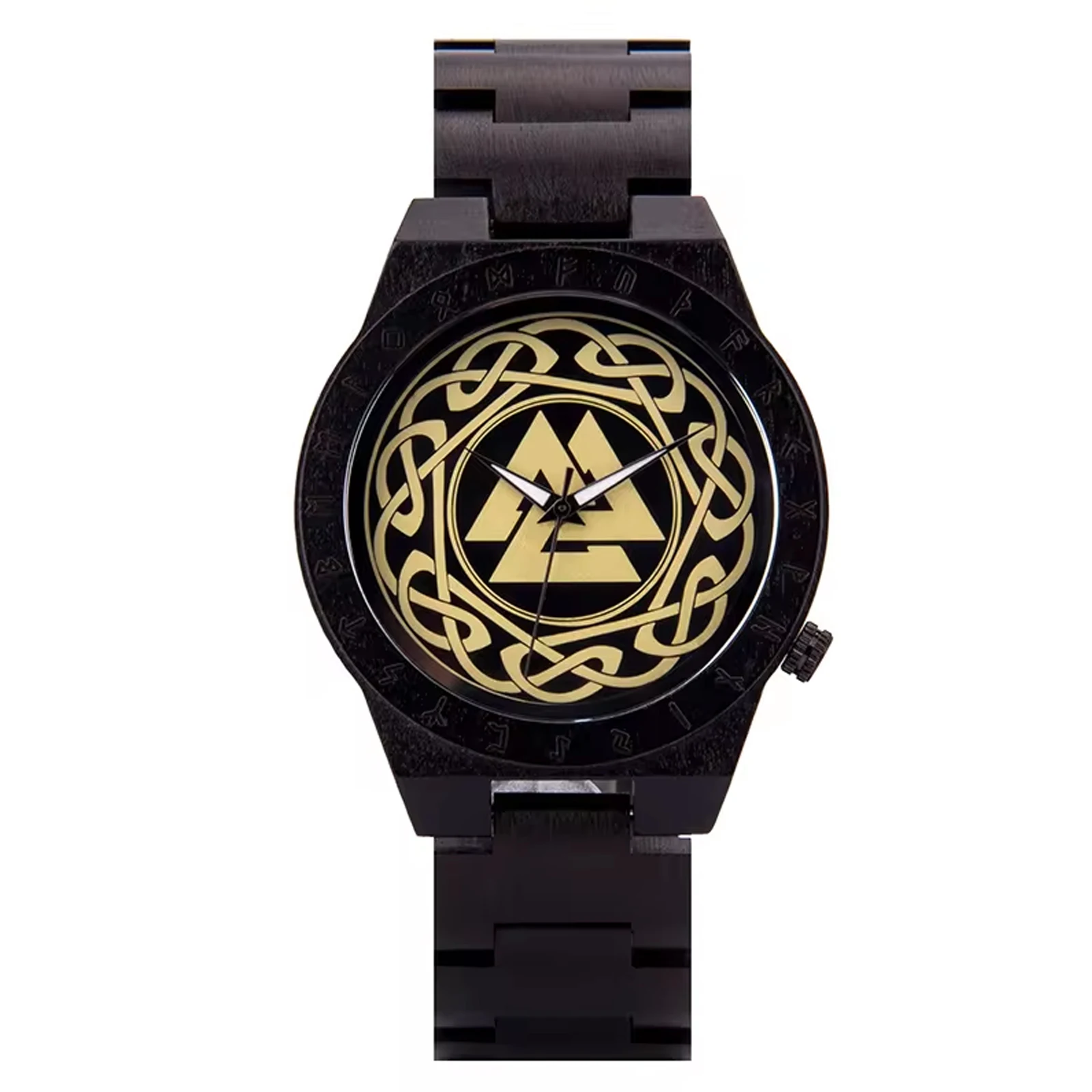 Men's Wooden quartz wristwatches, Customized Viking Pattern, Waterproof Luminous Watch, Best Gift for Men ，bracelet
