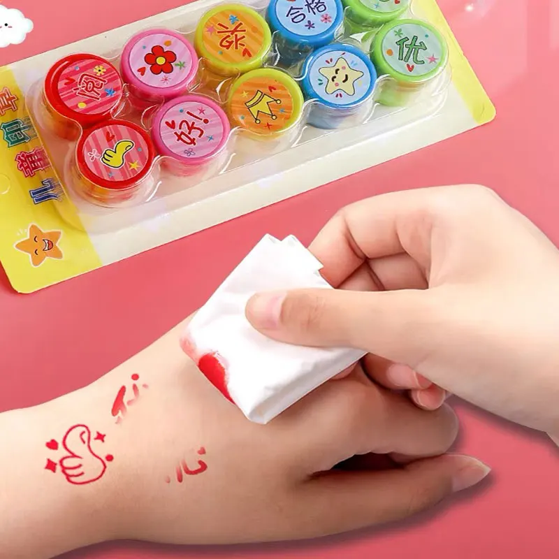 Sanrio Self-Ink Stamps 10Pcs/Set Cute Hello Kitty Kuromi Melody Cinnamoroll Face Seal Diy Painting Photo Album Stamp Kids Toys self ink stamps