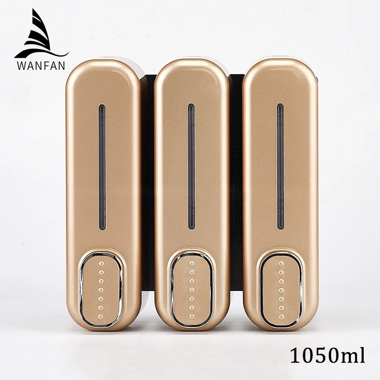 Gold Soap Dispensers Wall Mounted ABS Liquid Shampoo Shower Container 1050ml Plastic Soap Holder for Bathroom Washroom 18036