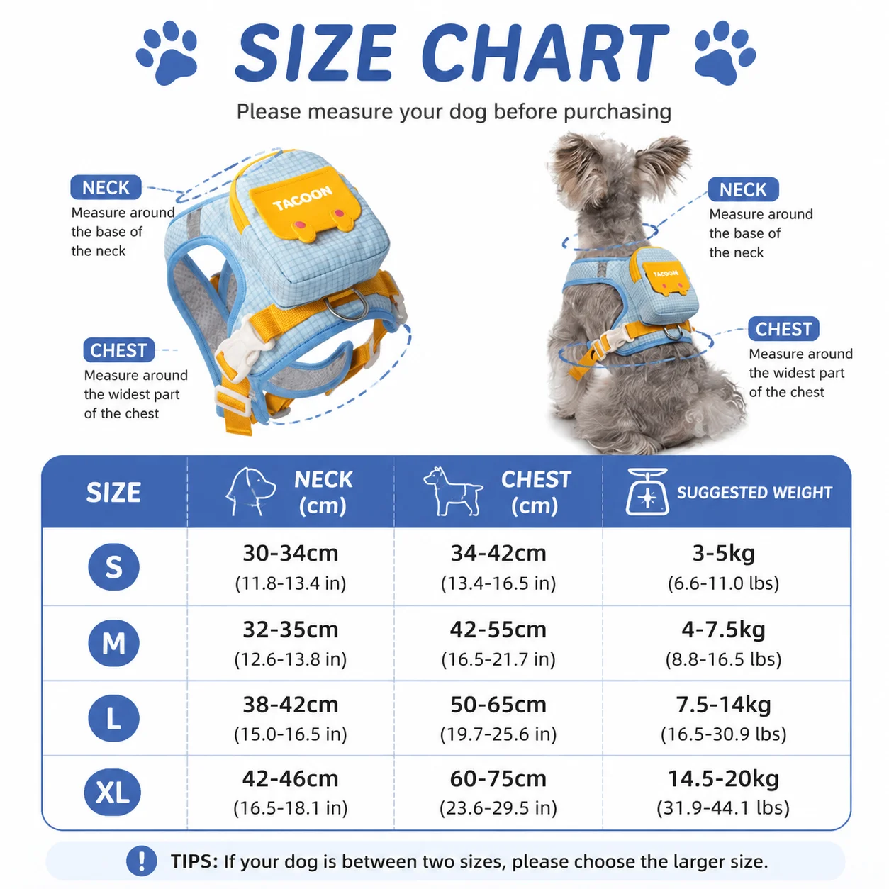 Cute Backpack Dog Harness with Leash, Reflective Soft Pet Vest for Small Medium Dogs Cats, Adjustable Walking Harness Set