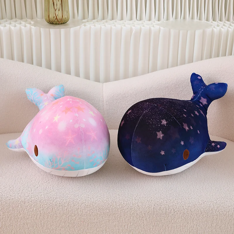 40/50cm Colorful Starry Sky Blue Whale Doll Soft Animals Whale Pillow Stuffed Down Cotton Plush Toys Birthday Gift images - 6