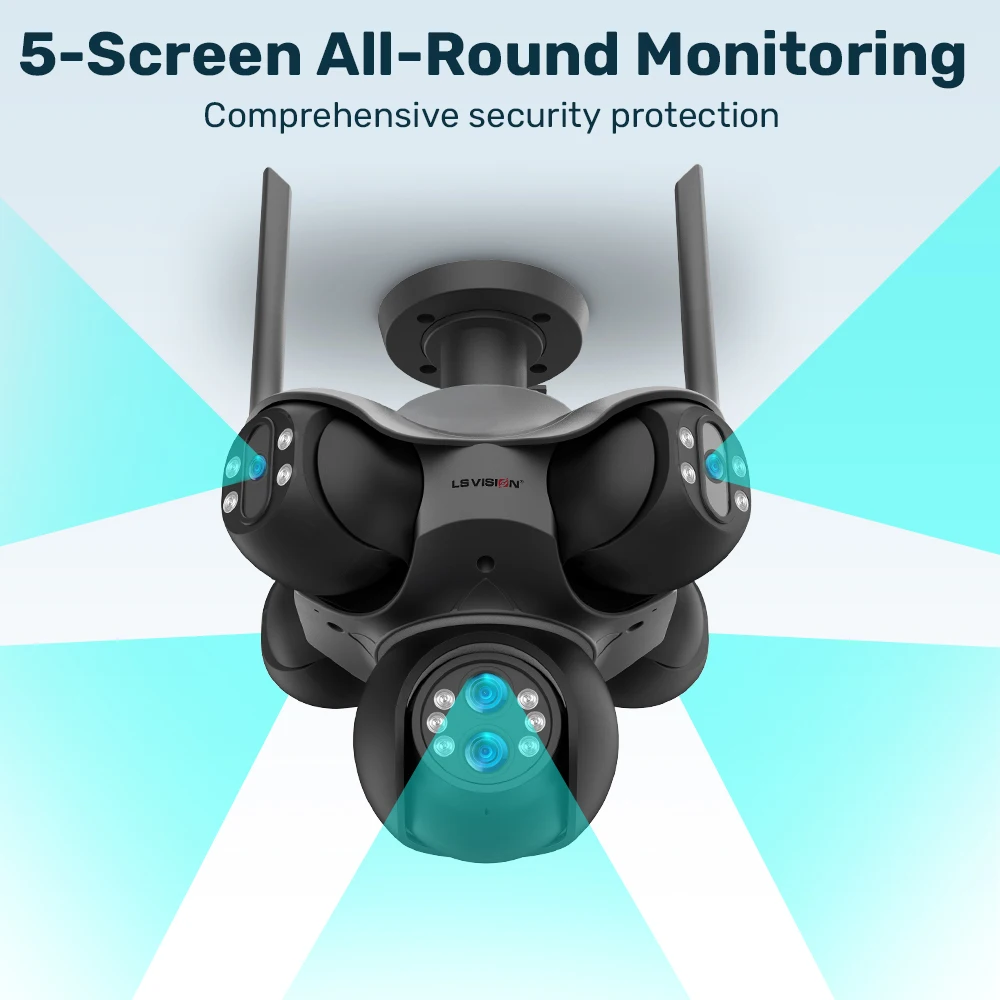 30MP Five Screens WiFi IP Camera 10X Optical Zoom PTZ Outdoor Security Camera Au