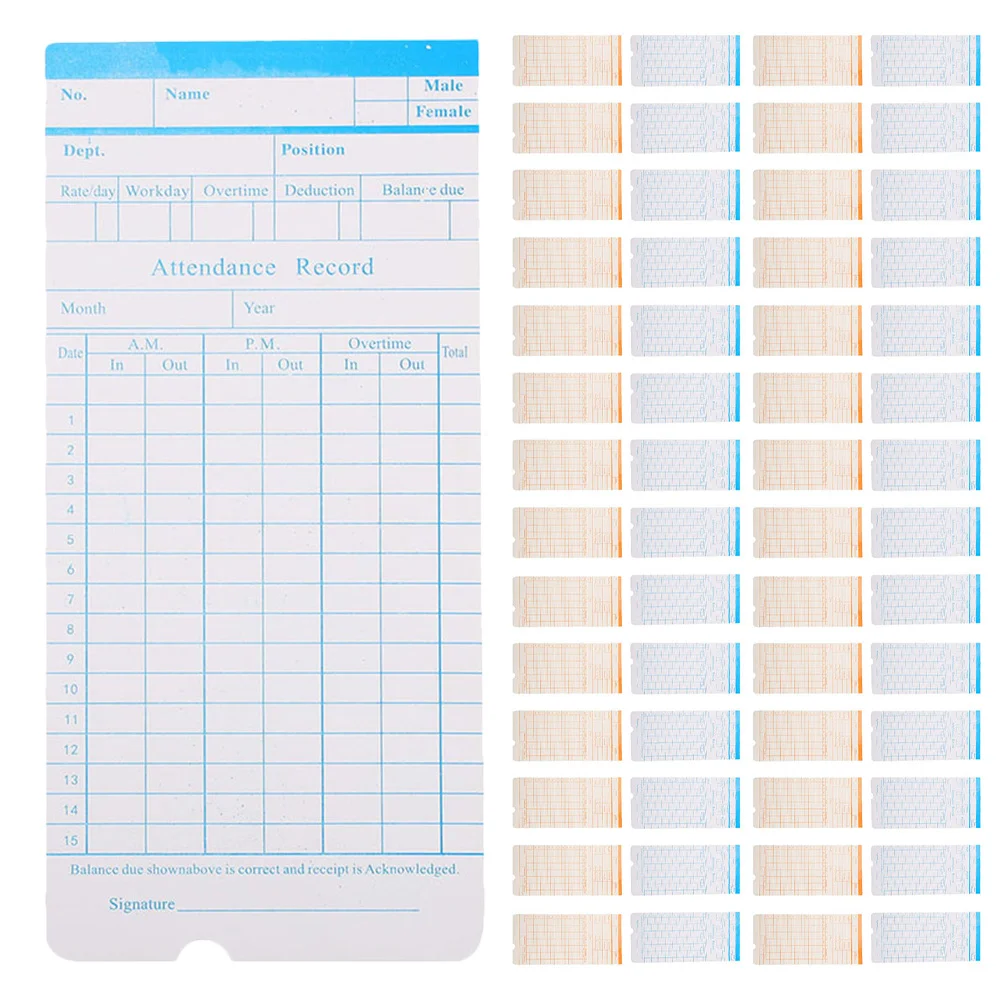 285Pcs 직원 시간 추적 용지 양면 디자인 정확한 펀치 포지셔닝 사무용품 출석 기록 카드