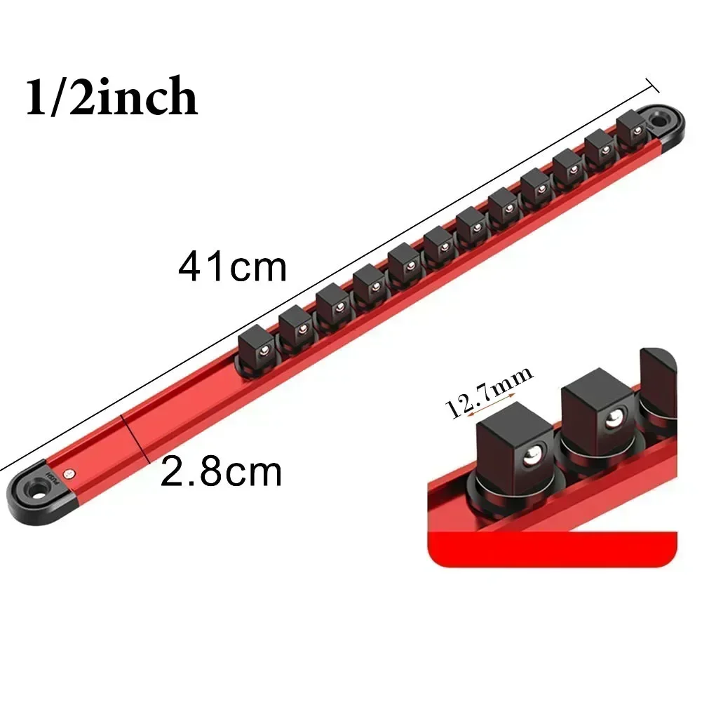 Socket organizer 360&deg; swivel magnetic socket organizer 1/4 3/8 1/2Inch socket clip rail holder for hand tools accessory