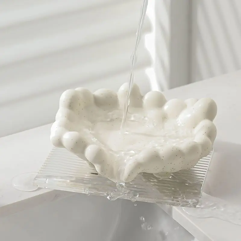 Creative Ceramic Draining Soap Box Light luxury solid color Cloud Soap Dishes, Home Bathroom Kitchen Supplies, Storage Rack, 1Pc