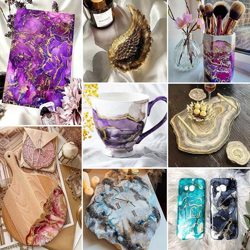 12 Colors Metallic Alcohol Ink Set Concentrated Extreme Shimmer Alcohol-Based Inks Epoxy Resin Acrylic Pouring Paint dropshi epoxy resin pigment acrylic paint pigment