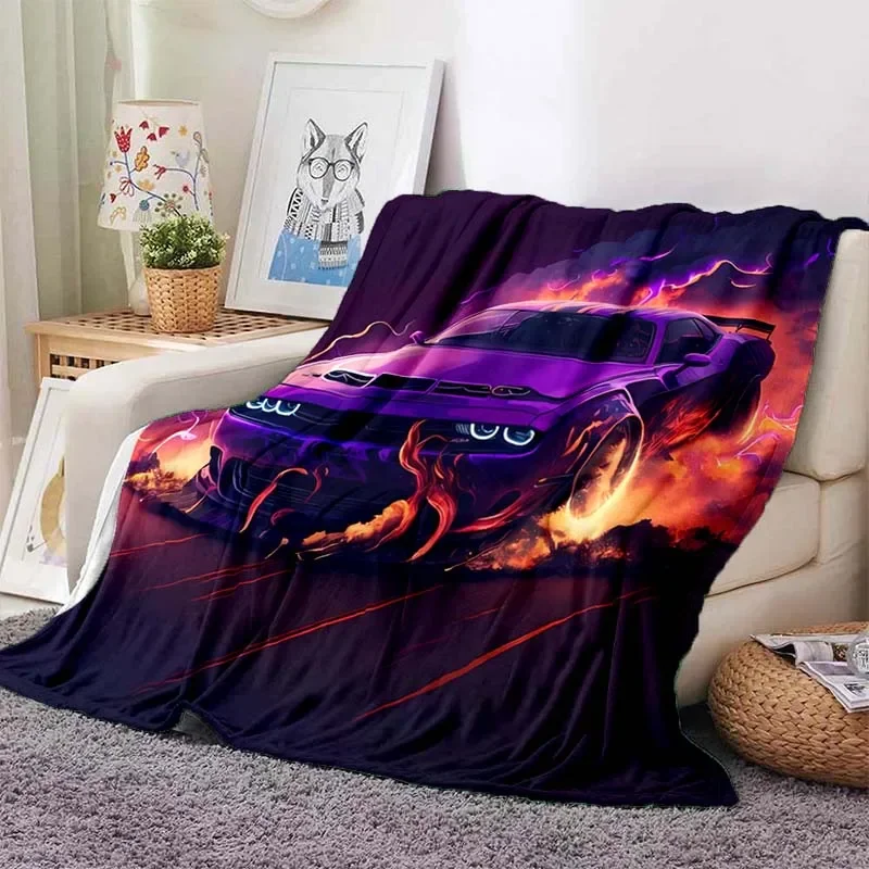 Famous Racing Car SRT Hellcat Demon Dodge Challenger Blanket Home Bedroom Sofa Casual Flannel Shawl Blanket Adult Soft Bed Sheet 6