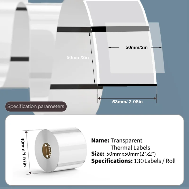 Rouleau d'étiquettes adhésives thermiques en papier Transparent, combinaison pour Phomemo M110/M200/M120/M220 E210 P50 DETONG P1 SINMARK SK20