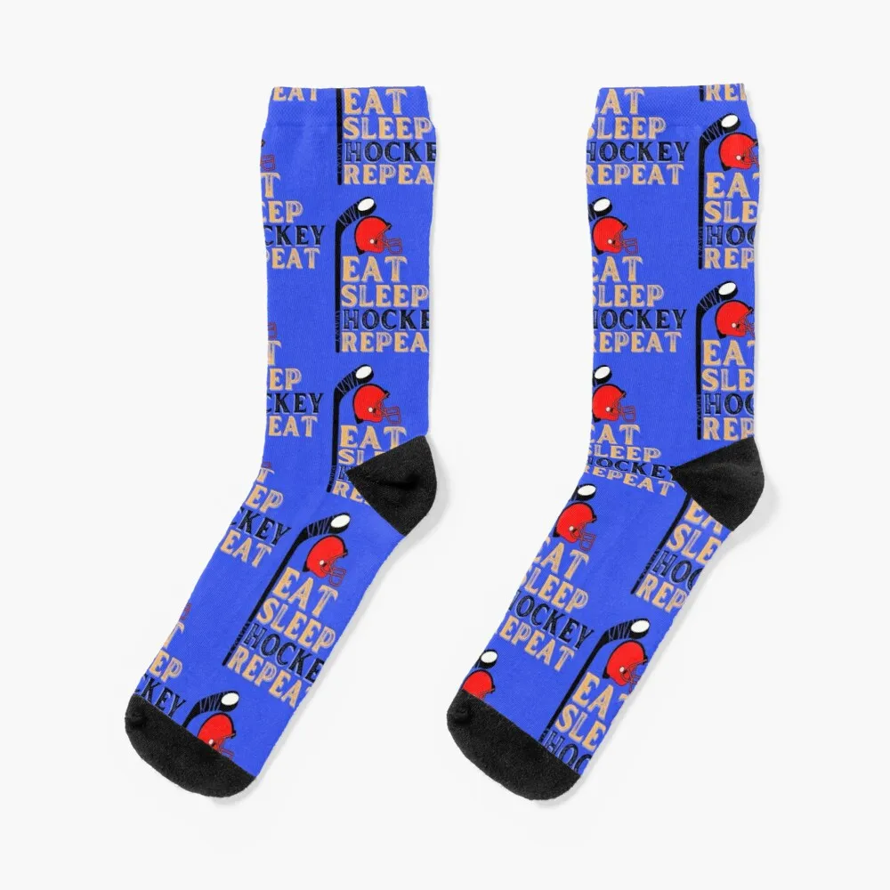 Eat Sleep Hockey Repeat Christmas For Kids Teen Adult Hockey helmet design Socks Warm Women'S Socks Men'S Socks christmas tree on flagpole warm white 732 leds 500 cm