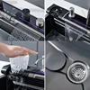Stainless Steel Kitchen Waterfall Sink Embossed Digital Display Large Single Slot All-in-one Faucet Multi-functional Wash Bain 5
