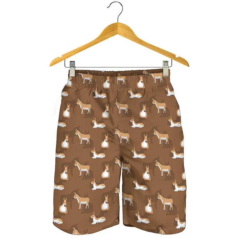 

Cute Animal Donkey Pattern Short Pants Men Kids Cartoon Summer Oversized Beach Shorts 3D Printed Surf Board Shorts Swim Trunks
