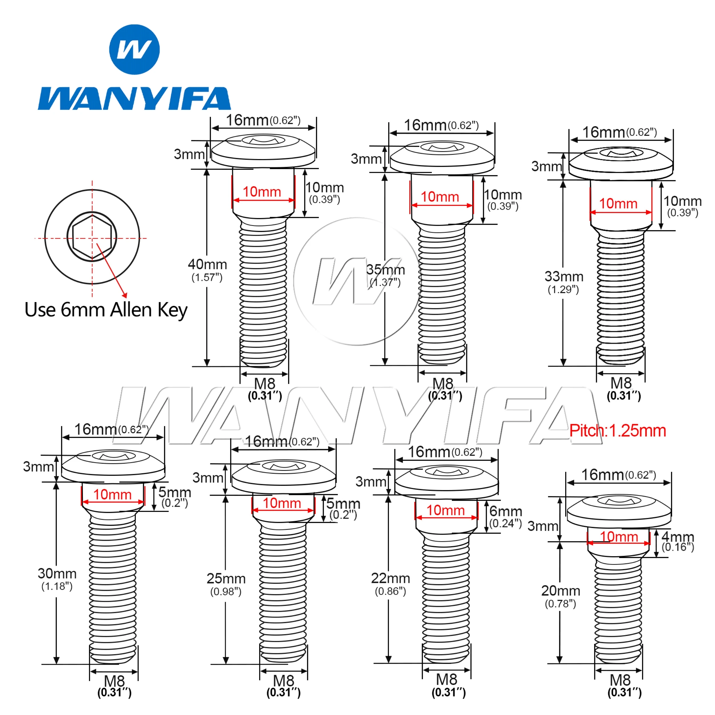 Titanium Bolt Screws Hex Socket Head M8 x 20 22 25 30 33mm for Suzuki Disc Brake Rotor Bolts 5Pcs/lot