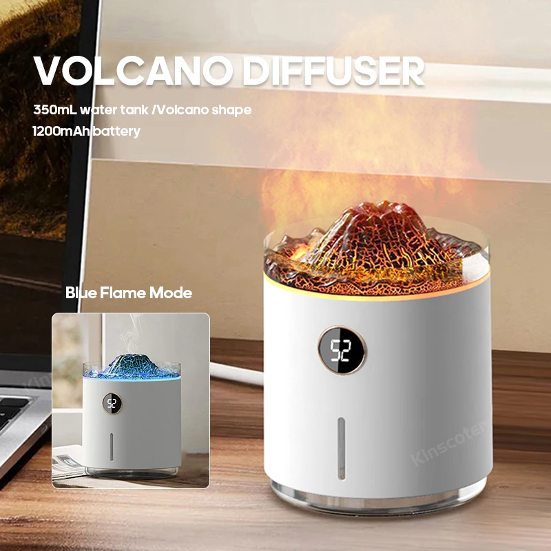 

Volcanic Flame Humidifiers Air Aroma Diffuser Essential Oils Humidifiers Portable Smoke Ring Night Light Lamp Fragrance