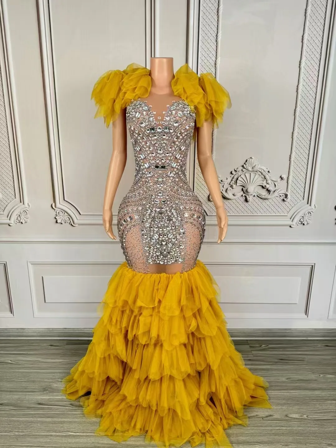 Sparkly Rhinestone Elegant Pink Rose Red Floor Length Dress Women Singer  Wedding Birthday Evening Stage Wear Drag Queen Dress - AliExpress 200000532