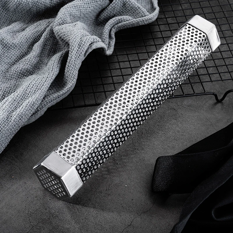 BBQ Smoker Grill Tube Perforated Mesh Smoker Tube Stainless Steel Hexagon Generator Barbecue Pellet Smoking Kitchen Accessories_voghion.com