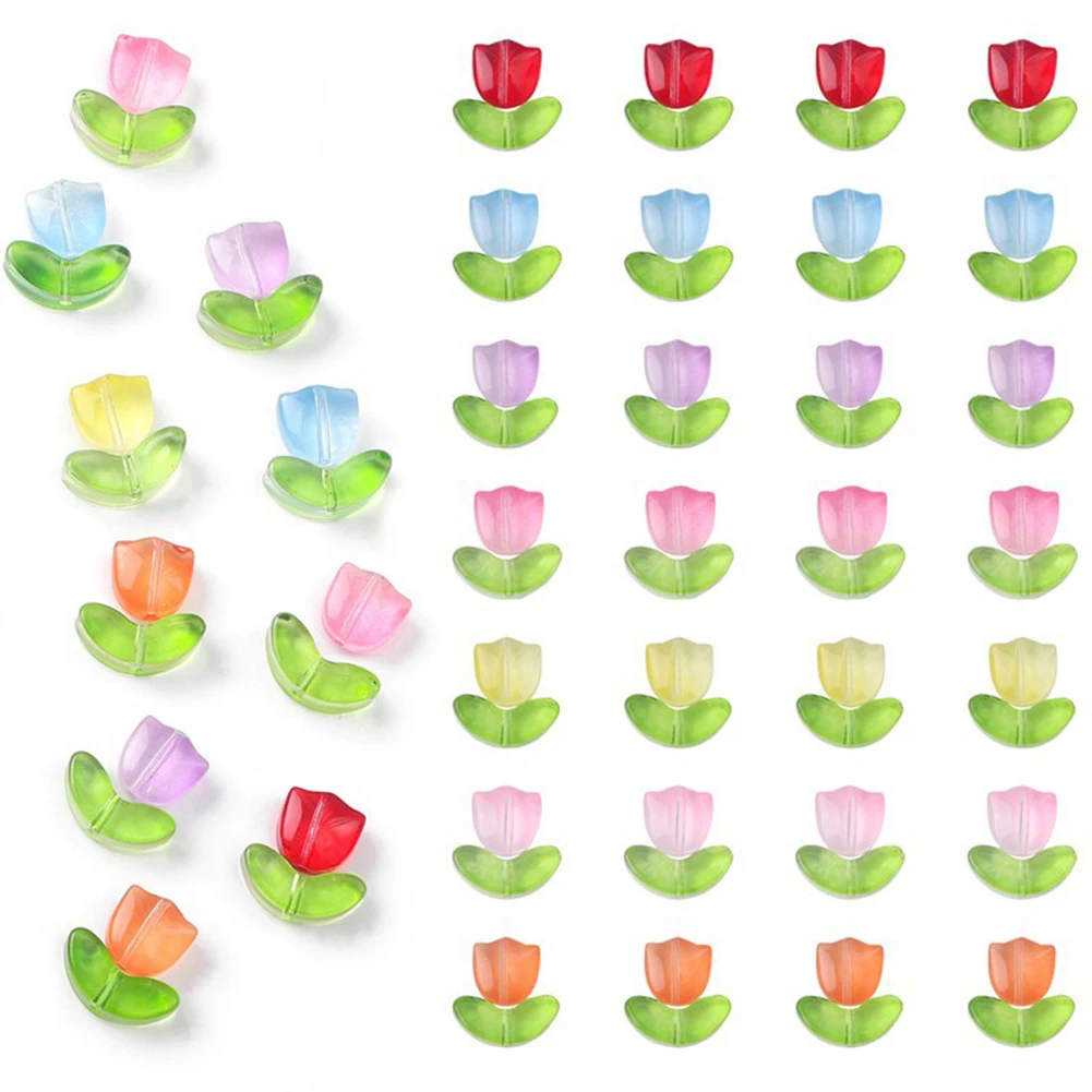 

Jewelry Making Glass Bead Beads Home Shop Undamaged Item Unopened Bracelet Necklace Jewelry Making Tulips Flowers