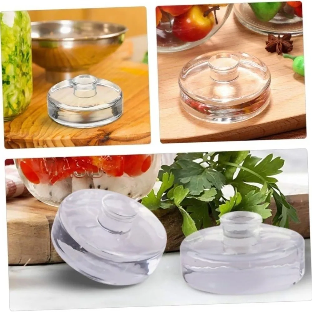 Fermented Glass Weights Clear with Handle Wide Mouth Mason Jar Lid Sealed Kitchen Gadgets Heavy Fermenting Weights Kimchi Making
