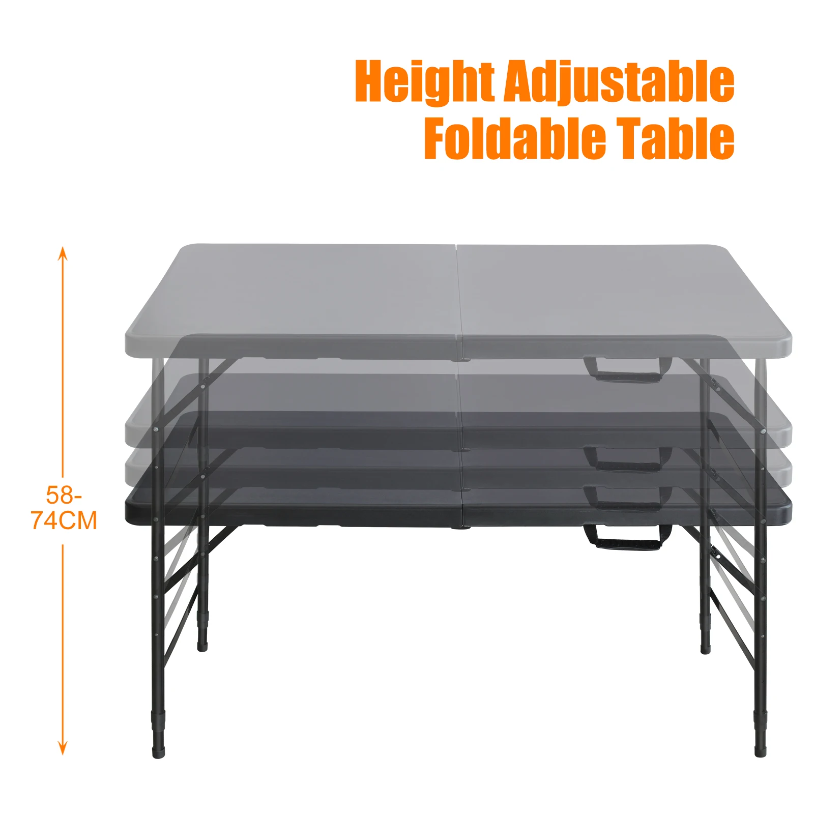 9 Colors 125cm Portable Heavy Duty Table with Handle Adjustable Height Foldable Table for Camping Picnic Party Indoor/Outdoor – Detail 6