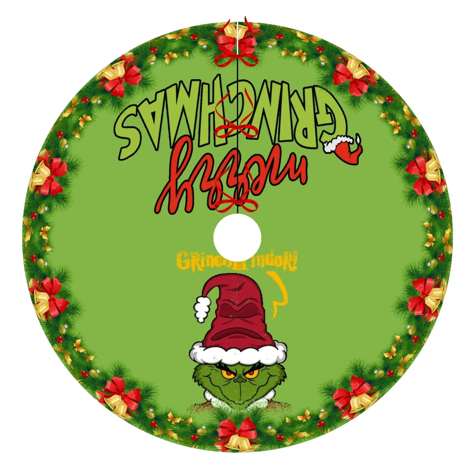 Christmas Tree Skirt Red & Green Christmas Tree Skirt for Holiday Decoration