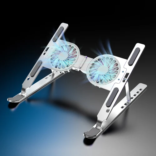 

Подставка для ноутбука, охлаждающая подставка, игровая подставка с низким уровнем шума, двойной вентилятор охлаждения, подставка для аксессуаров для ноутбука второго поколения