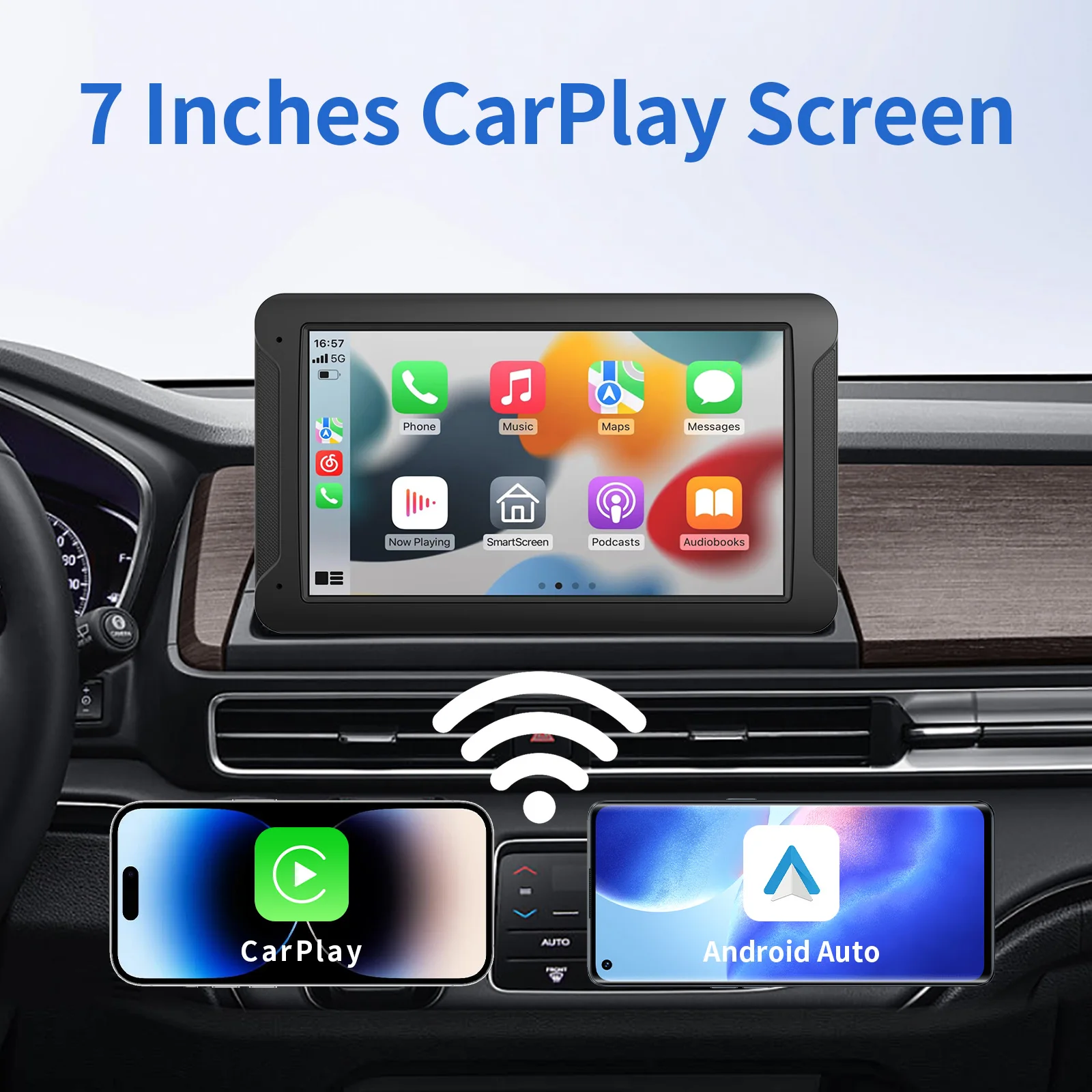 thumbnail image 1 of Universal Portable Carplay for Car Screen, Car Radio Multimedia WIFI Video Player Wireless Carplay Screen for Apple Or Android, 1 of 5