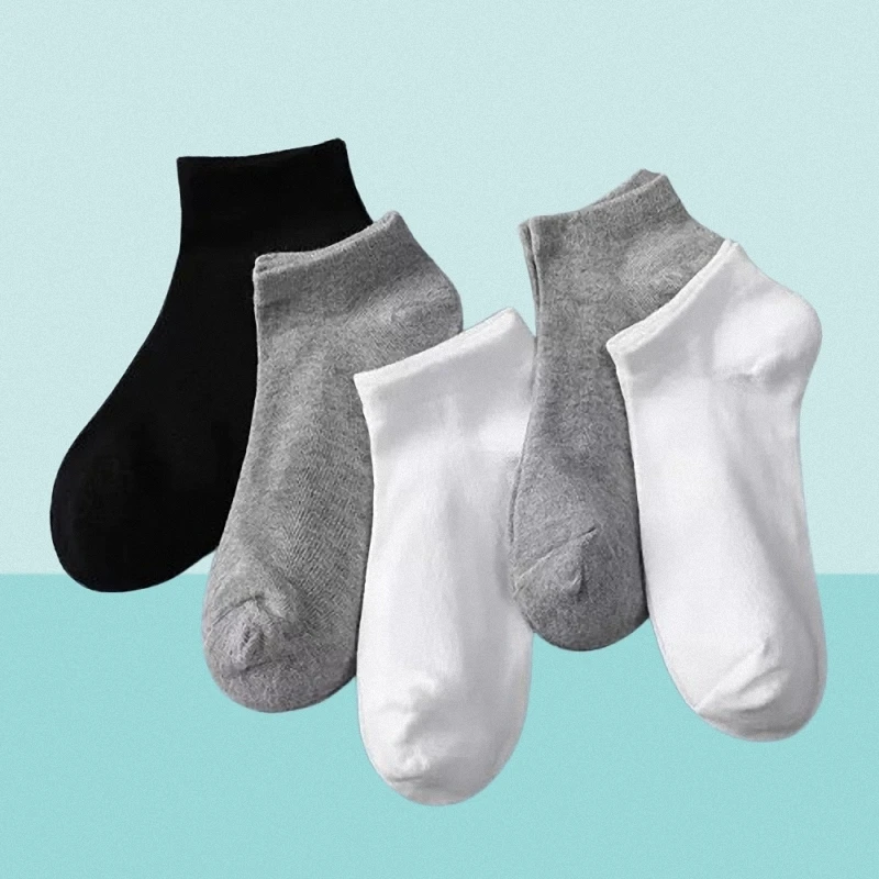 

5/10Pairs Women Men New Socks Low Cut Breathable Business Boat Sock Solid Color Comfortable Ankle Thin Casual White Black Summer