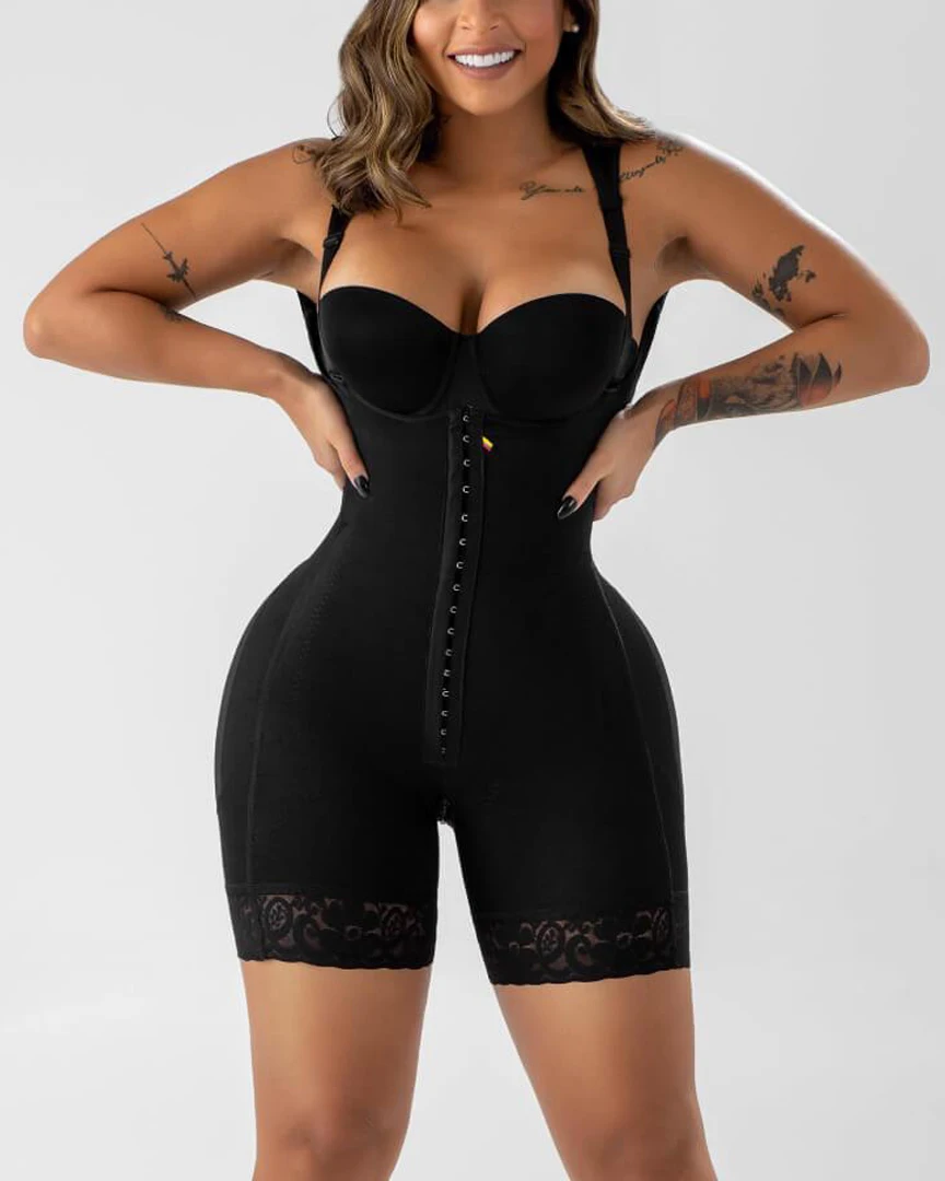 Black Open Chest Sleeveless Shapewear Tummy Control Shapewear High Waist Control Underwear with Butt Lifting Effect