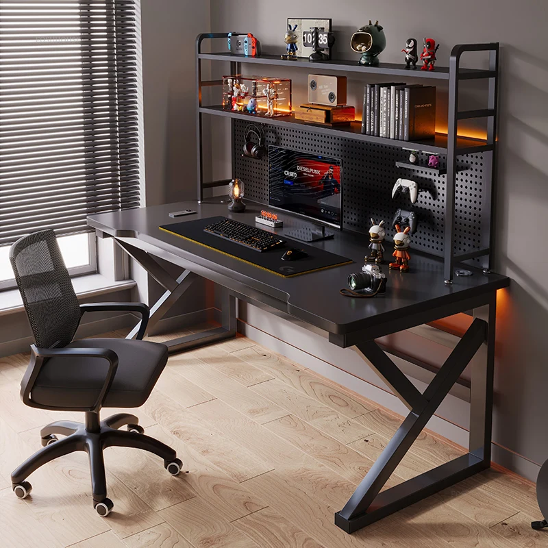 Modern Desktop Computer Desks Hole Board Desk Bookshelf Integrated Luxury E-sports Gaming Table Small Apartment Learning Desks