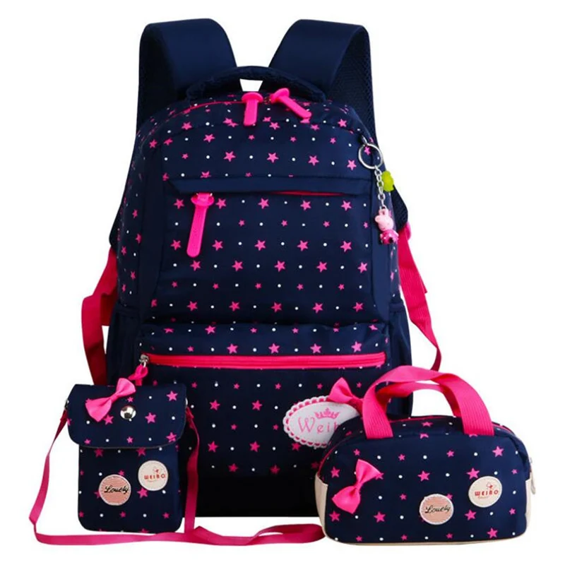 

Backpack For Girls Kids School Bags 3 Pcs/Set Schoolbag Large Capacity Dot Printing School Rucksack Cute mochila light bag