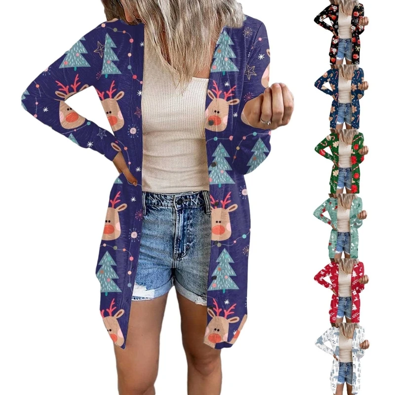 

Festive Christmas Themed Print Cardigan Coat for Women Stylish and Fashionable Dropship