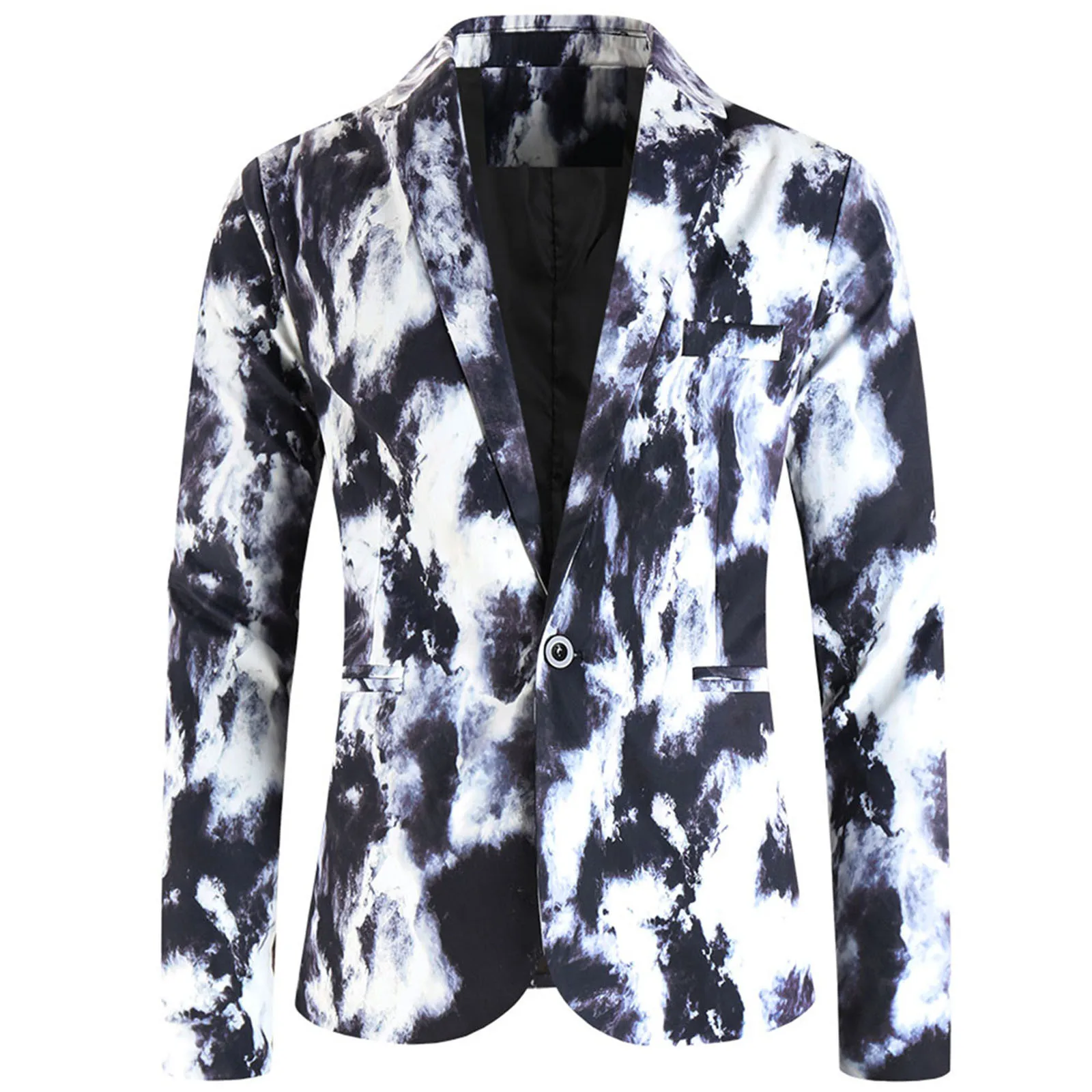 Sacb49a1343fb42bd890b04c6194602c0k Men's Printed Blazer Coat Slim Fit Long Sleeve Casual Business Jacket