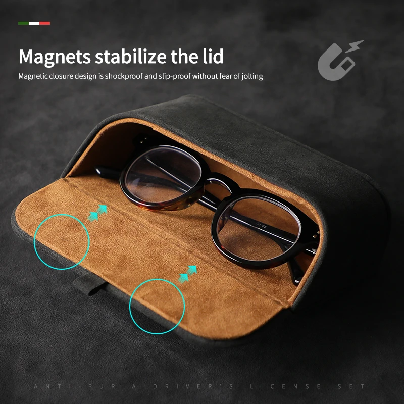 범용 자동차 선바이저 안경 프레임 선글라스 보관함, 알칸타라 스웨이드 다기능 보관 장식, 자동차 부품