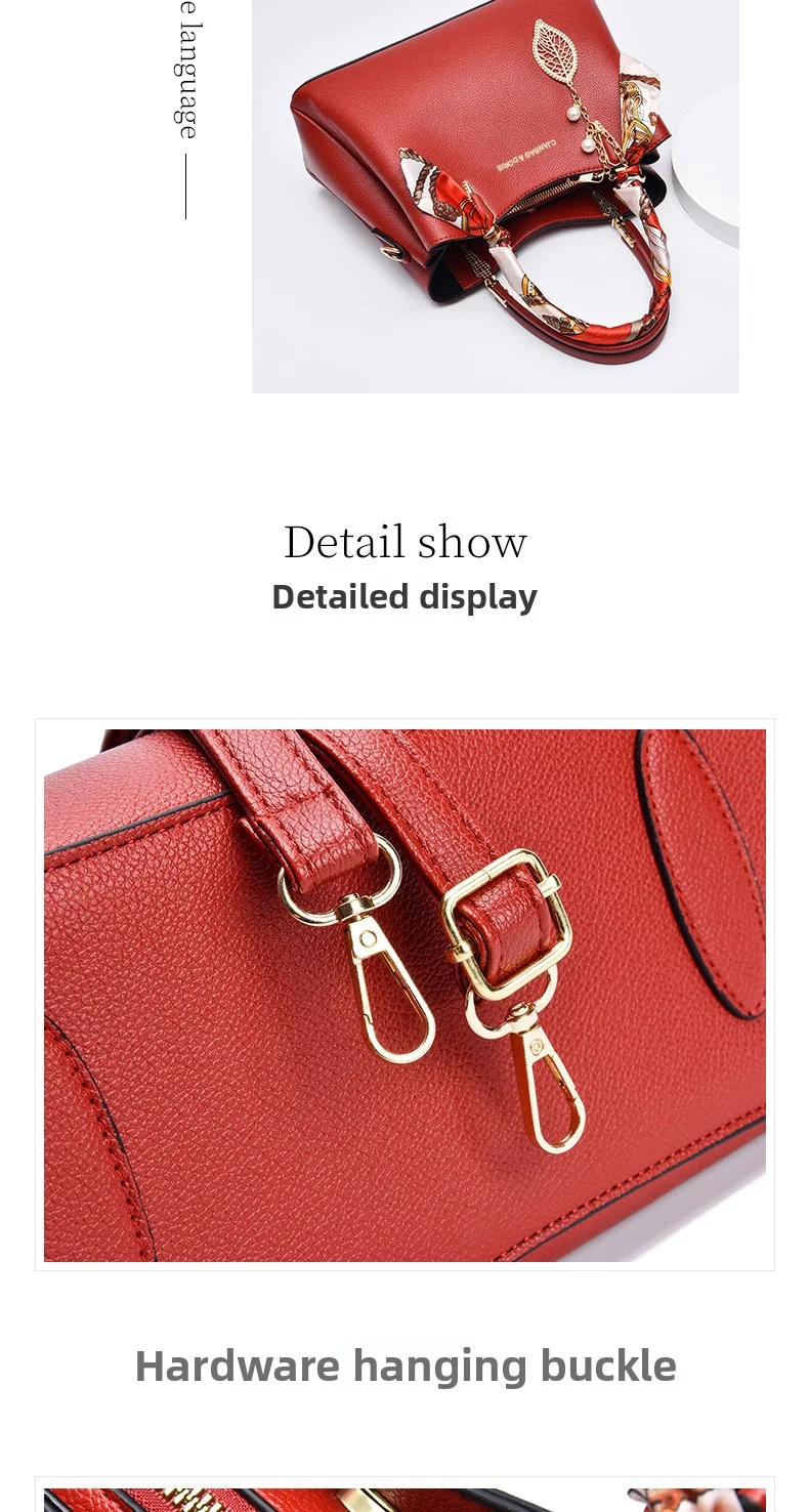 Umhängetasche, rote Hochzeitsgeschenktasche, elegante Handtasche für Damen, Schultertasche – Detail 12