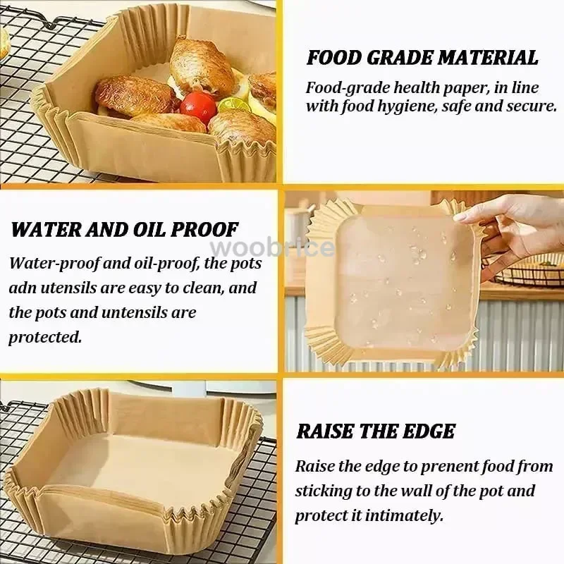 Large Air Fryer Paper Airfryer Cooking Baking Paper 23cm Air Fryer Foil Accessories Thickened Disposable Liner Oven