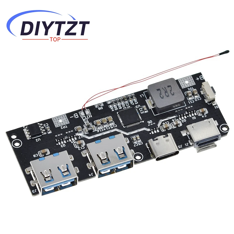 DIYTZT QC4.0 QC3.0 LED Dual USB 5V 4.5A 22.5W Micro/Type-C USB Mobile Power Bank 18650 Charging Module Temperature Protection Power Bank