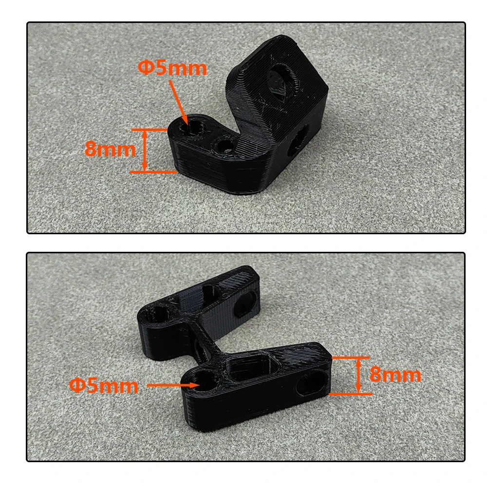 Vue éclatée des supports d'antenne VTX/T pour drone FPV, avec vis et pièces de montage.