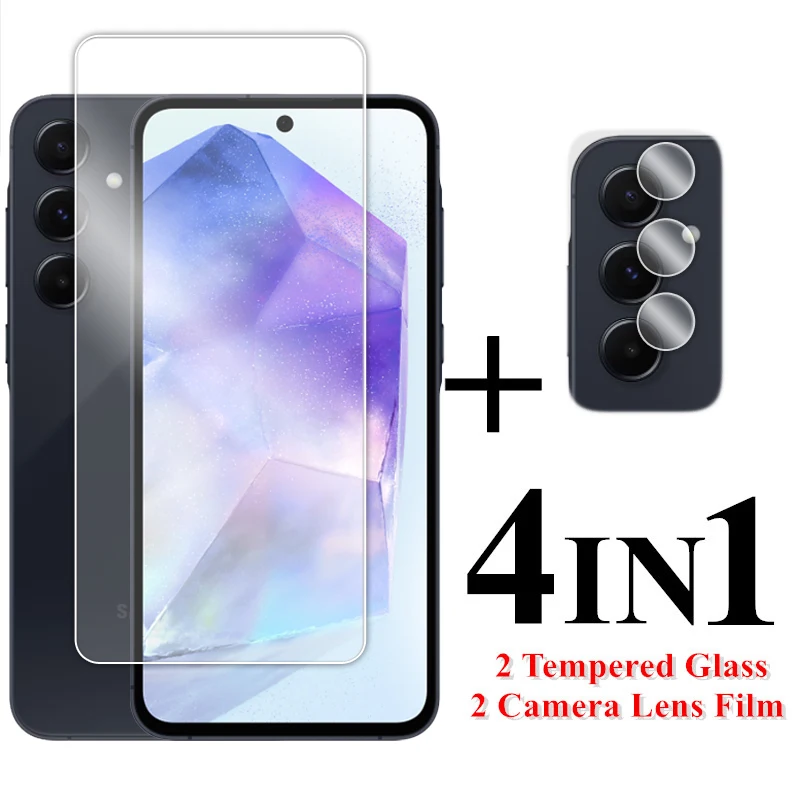 Per Samsung Galaxy A55 5G Glass Pellicola Salvaschermo Trasparente Da 6.6 Pollici Per Samsung A55 5G Vetro Temperato Per Galaxy A55 Lens Film