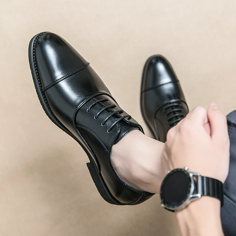 Fashion Luxury Business Formal Leather Shoes Men Prom Dress Wedding Shoes Black Classic Oxford Pointed Gentleman Office