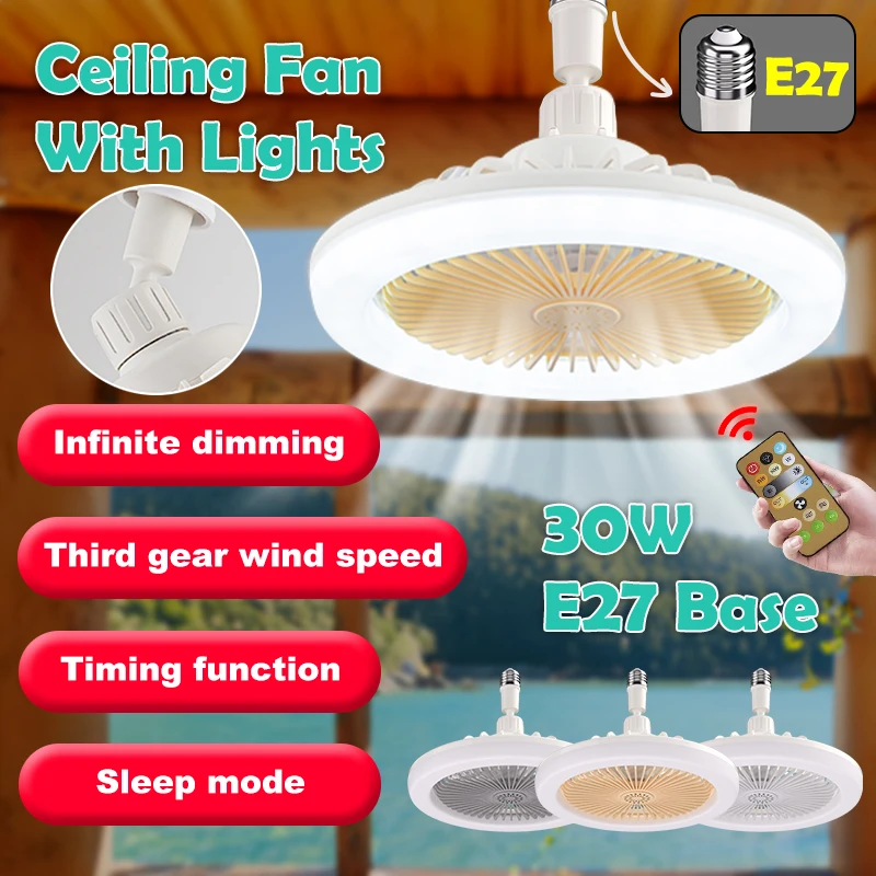 Lámpara de araña 2 en 1 para dormitorio, ventiladores de techo silenciosos  para el hogar, ventilador de techo E27 con luz Led, refrigeración de  verano, gran oferta - AliExpress