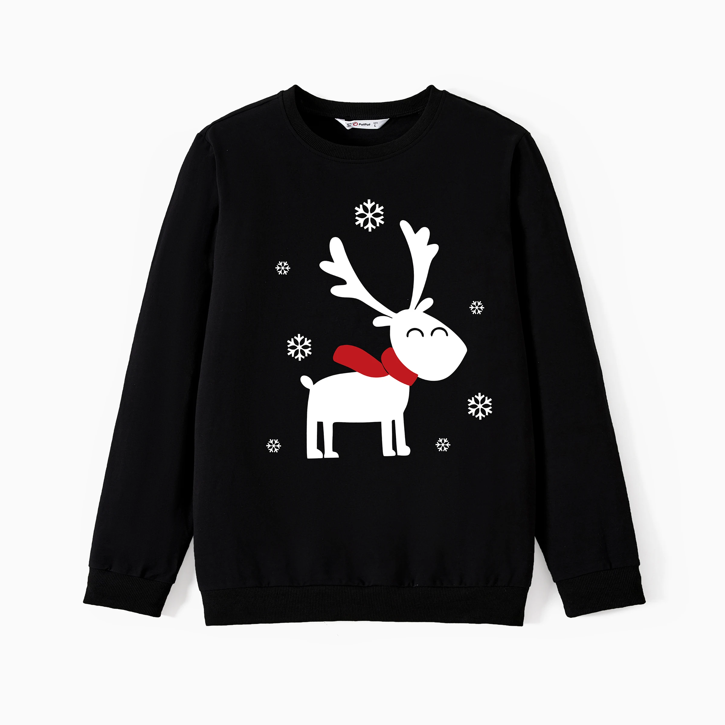 thumbnail image 1 of Camisetas navideñas PatPat con mangas largas a juego para toda la familia y un lindo reno gráfico, 1 of 5