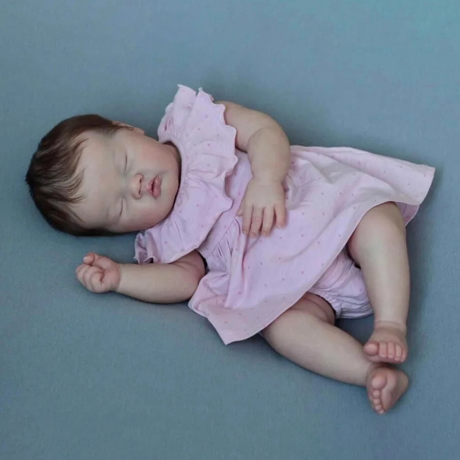 New Reborn With Closed Eyes Girl Boy Ashia Silicone Vinyl Reborn Baby Doll Capelli Radicati Realistici Regali Di Natale Di Compleanno Appena Nati