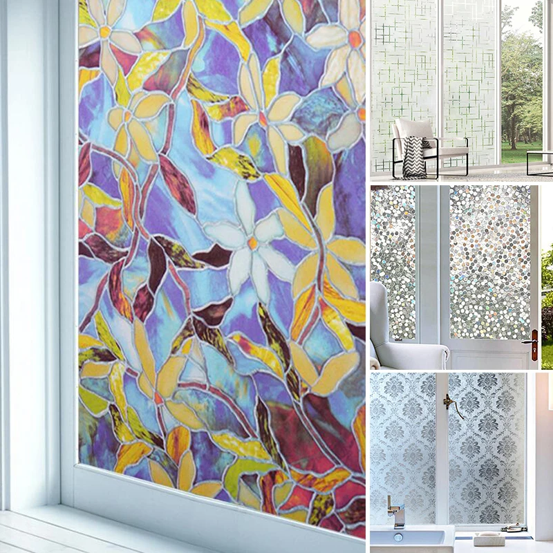 PVC Window Static Cling Window Film Removable UV Blocking Stained Frosted Privacy Opaque Glass Window Sticker Decals Home Decor 3
