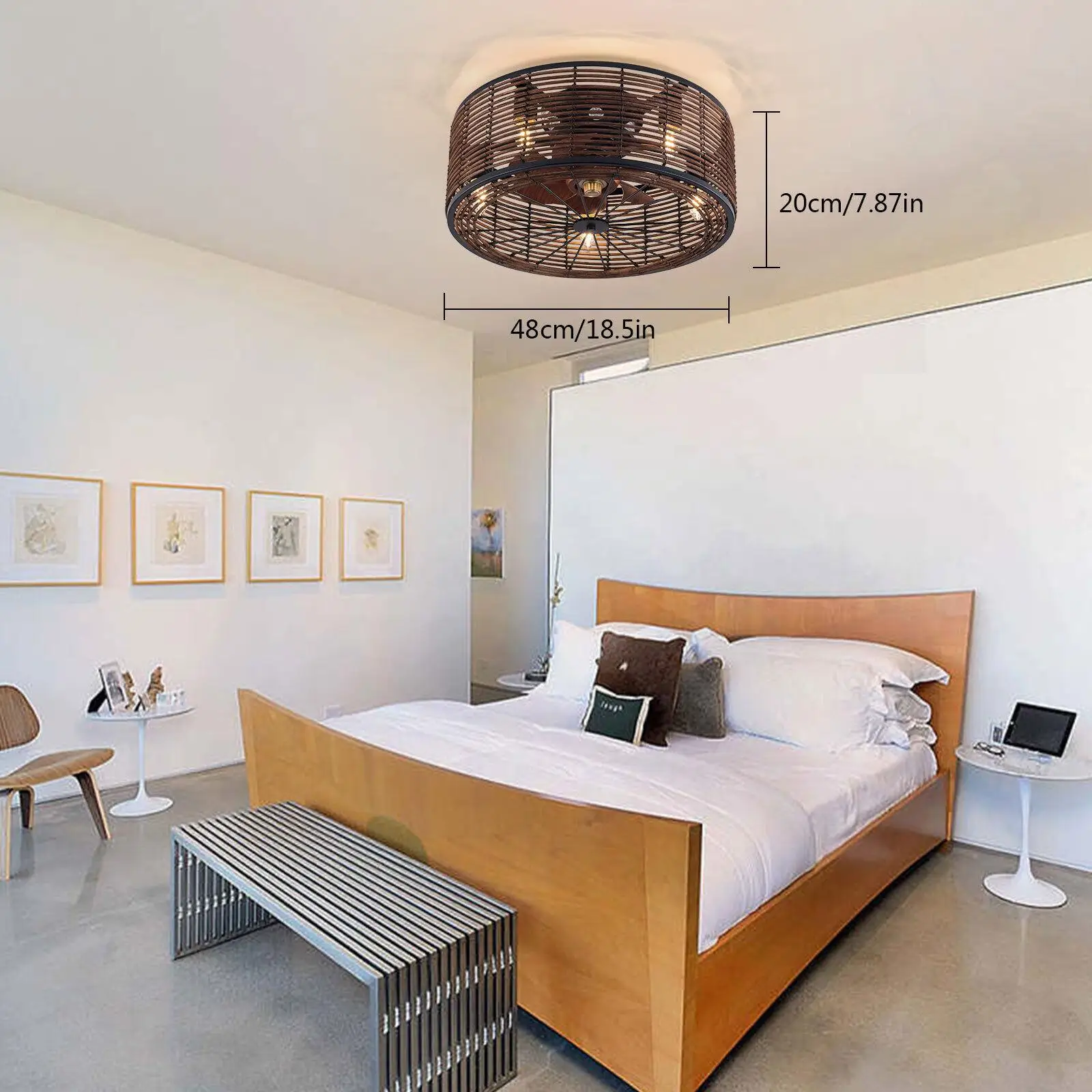 

Промышленный потолочный вентилятор, лампа в стиле ретро, металлическая люстра в виде клетки, лампа с дистанционным управлением