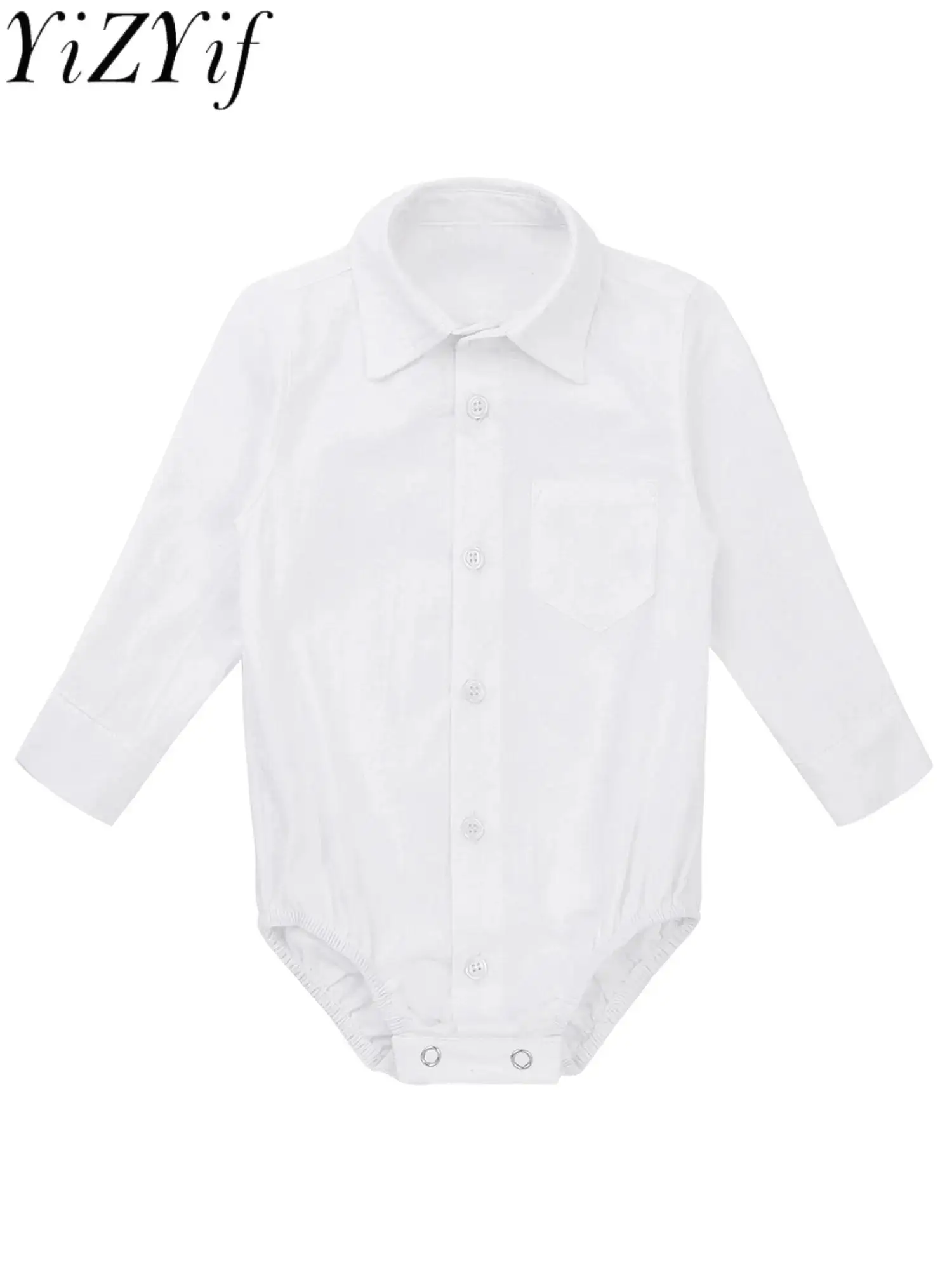 

Infant Baby Boy Formal Gentleman Shirt White Newborn Boys Wedding Party Clothes Toddler Kids Long Sleeve Body Jumpsuit Rompers