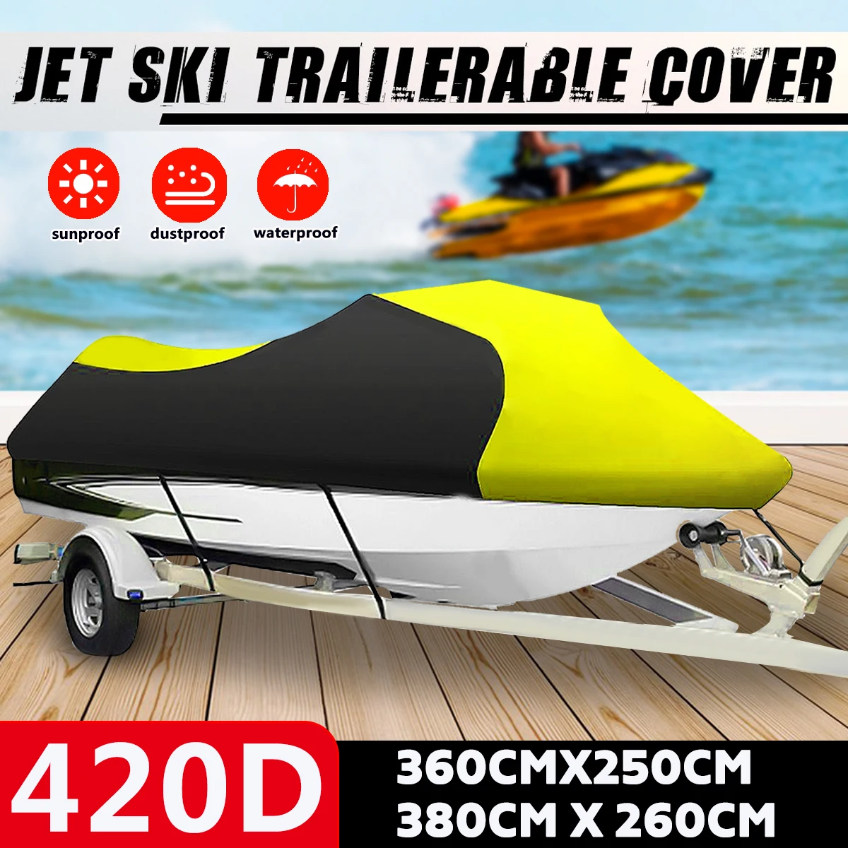420D Jet Ski Boat-Cover Marine-Grade Heavy-Duty Marine Yacht Accessori Per Barche Water Sun Protezione Uv Copertura Per Motoscafo Taglia L/Xl