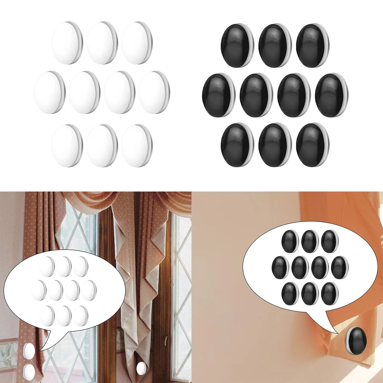 6 Pesi Magnetici Per Tende - Rotondi Nero, Per Doccia, Finestre E Tovaglie, Impermeabili - Foto 14
