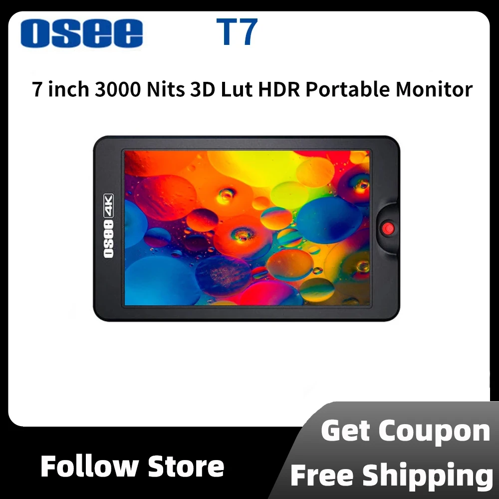 OSEE T7 7 Inch 3000 Nits Full HD DSLR Camera Field 3D Lut HDR IPS Portable Monitor Support 4K HDMI Input & Output