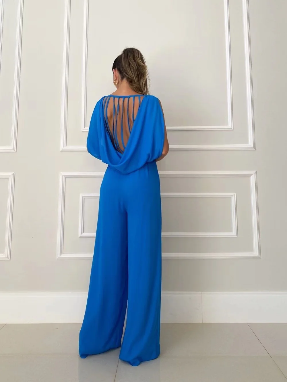Elegant Women's Long Jumpsuit 2023 Summer Wide Leg Pants Jumpsuit Backless Casual Sleeveless Jumpsuit Vacation Commuting Overall