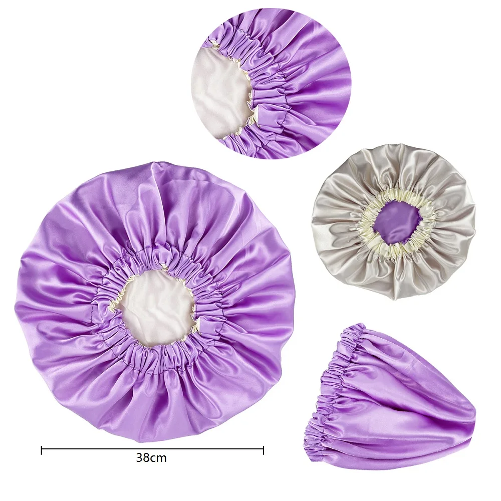 New Extra Large Satin Lined Bonnet Women Big Size Beauty Print Satin Silk Bonnet Sleep Night Cap Head Cover Bonnet Hat Wholesale